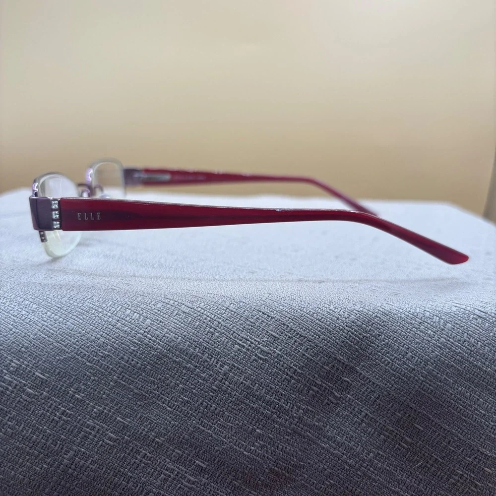 Elle EL18791 Red Purple Semi Rimless Eyeglass Frames 49-18-135 with Case